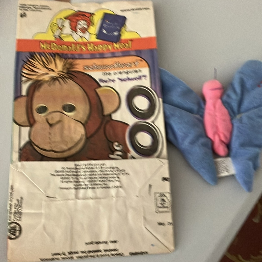 Ty FLITTER BUTTERFLY 2000 Happy Meal Lunch Bag and Teenie Beanie Flitter 1998 - Picture 8 of 11